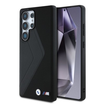 Galaxy S25 Ultra Kılıf BMW Orjinal Lisanslı M-safe Şarj Özellikli M Logolu Oversize Çizgili PU Deri Kapak - 8