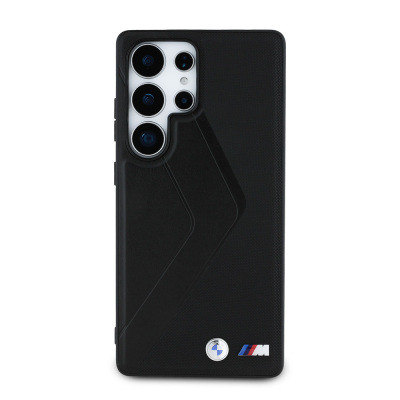Galaxy S25 Ultra Kılıf BMW Orjinal Lisanslı M-safe Şarj Özellikli M Logolu Oversize Çizgili PU Deri Kapak - BMW