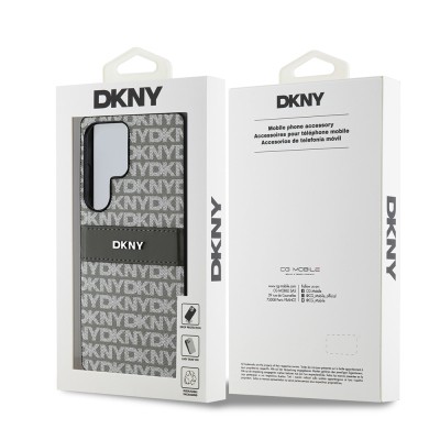 Galaxy S25 Ultra Kılıf DKNY Orjinal Lisanslı Kartlıklı 3D Yazılı Repeat Texture Pattern Kapak - 10