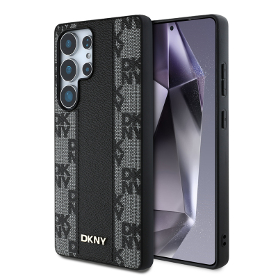 Galaxy S25 Ultra Kılıf DKNY Orjinal Lisanslı M-safe Şarj Özellikli 3D Yazılı Checkered Pattern Kapak - DKNY