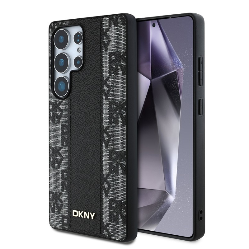 Galaxy S25 Ultra Kılıf DKNY Orjinal Lisanslı M-safe Şarj Özellikli 3D Yazılı Checkered Pattern Kapak - 1