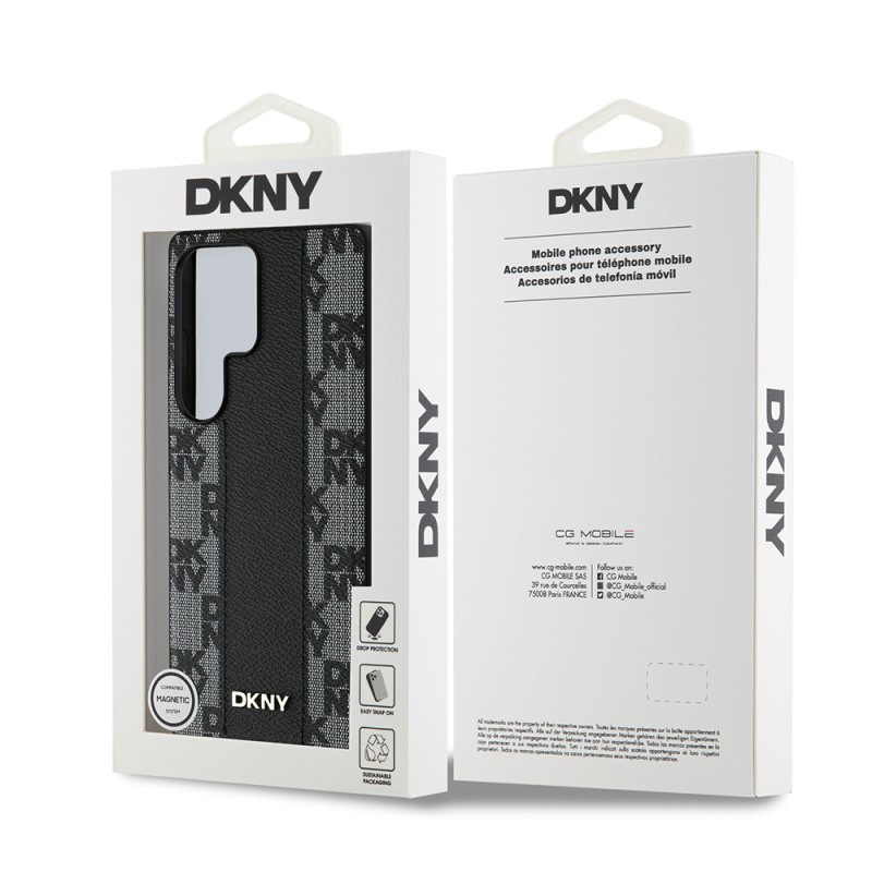 Galaxy S25 Ultra Kılıf DKNY Orjinal Lisanslı M-safe Şarj Özellikli 3D Yazılı Checkered Pattern Kapak - 16