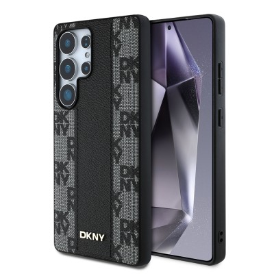 Galaxy S25 Ultra Kılıf DKNY Orjinal Lisanslı M-safe Şarj Özellikli 3D Yazılı Checkered Pattern Kapak - 9