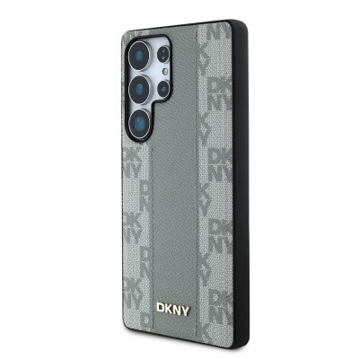 Galaxy S25 Ultra Kılıf DKNY Orjinal Lisanslı M-safe Şarj Özellikli 3D Yazılı Checkered Pattern Kapak - 10