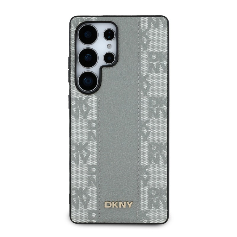 Galaxy S25 Ultra Kılıf DKNY Orjinal Lisanslı M-safe Şarj Özellikli 3D Yazılı Checkered Pattern Kapak - 11