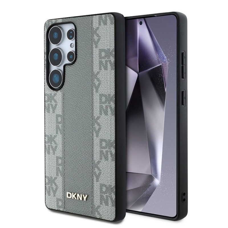 Galaxy S25 Ultra Kılıf DKNY Orjinal Lisanslı M-safe Şarj Özellikli 3D Yazılı Checkered Pattern Kapak - 3