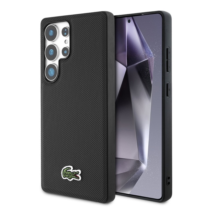 Galaxy S25 Ultra Kılıf Lacoste Orjinal Lisanslı PU Pike Desenli Arka Yüzey İkonik Timsah Dokuma Logolu Kapak - 13