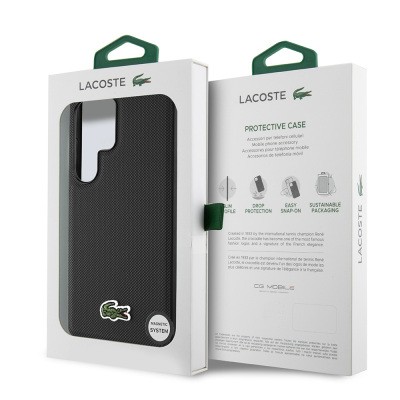 Galaxy S25 Ultra Kılıf Lacoste Orjinal Lisanslı PU Pike Desenli Arka Yüzey İkonik Timsah Dokuma Logolu Kapak - 19