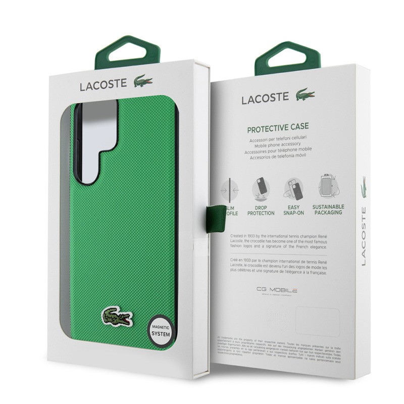 Galaxy S25 Ultra Kılıf Lacoste Orjinal Lisanslı PU Pike Desenli Arka Yüzey İkonik Timsah Dokuma Logolu Kapak - 12