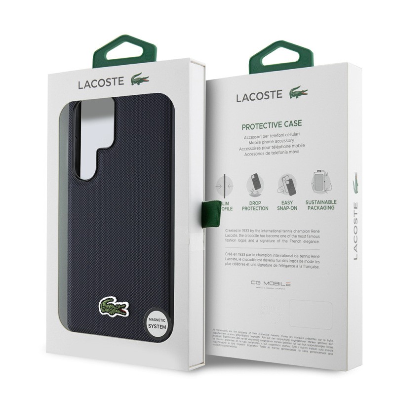 Galaxy S25 Ultra Kılıf Lacoste Orjinal Lisanslı PU Pike Desenli Arka Yüzey İkonik Timsah Dokuma Logolu Kapak - 26