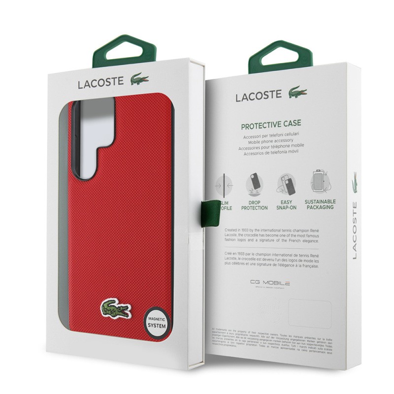 Galaxy S25 Ultra Kılıf Lacoste Orjinal Lisanslı PU Pike Desenli Arka Yüzey İkonik Timsah Dokuma Logolu Kapak - 33