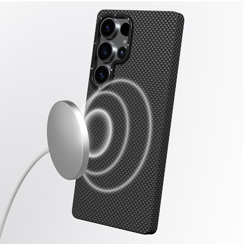 Galaxy S25 Ultra Kılıf M-safe Şarj Özellikli Aramid Fiber Youngkit 1500D Extreme Wing Serisi Kapak - 7