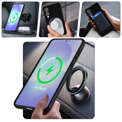 Galaxy S25 Ultra Kılıf M-safe Şarj Özellikli Standlı Zore Samara Kapak - 11