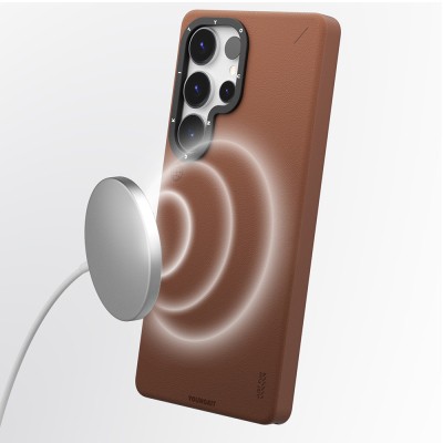 Galaxy S25 Ultra Kılıf M-safe Şarj Özellikli Basit Mat Deri Desenli Youngkit Tech Fashion Serisi Kapak - 12