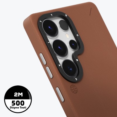Galaxy S25 Ultra Kılıf M-safe Şarj Özellikli Basit Mat Deri Desenli Youngkit Tech Fashion Serisi Kapak - 11