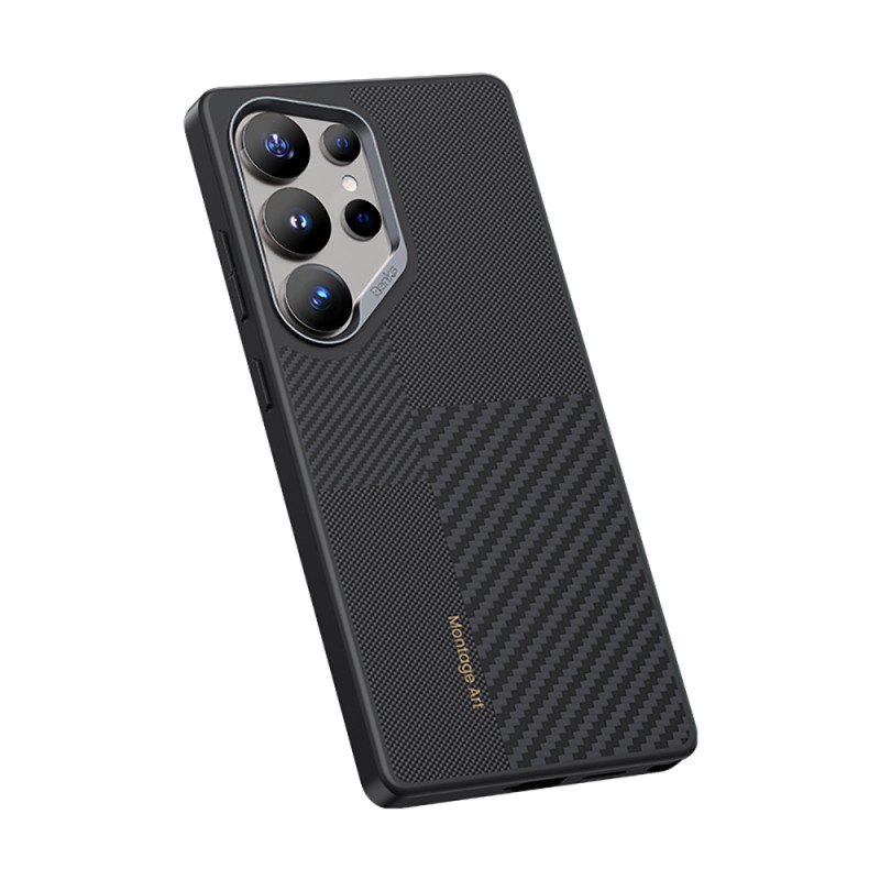 Galaxy S25 Ultra Kılıf M-safe Şarj Özellikli Karbon Fiber Benks Montage Hybrid ArmorPro Kevlar Kapak - 5