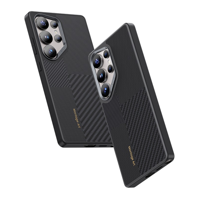 Galaxy S25 Ultra Kılıf M-safe Şarj Özellikli Karbon Fiber Benks Montage Hybrid ArmorPro Kevlar Kapak - 6