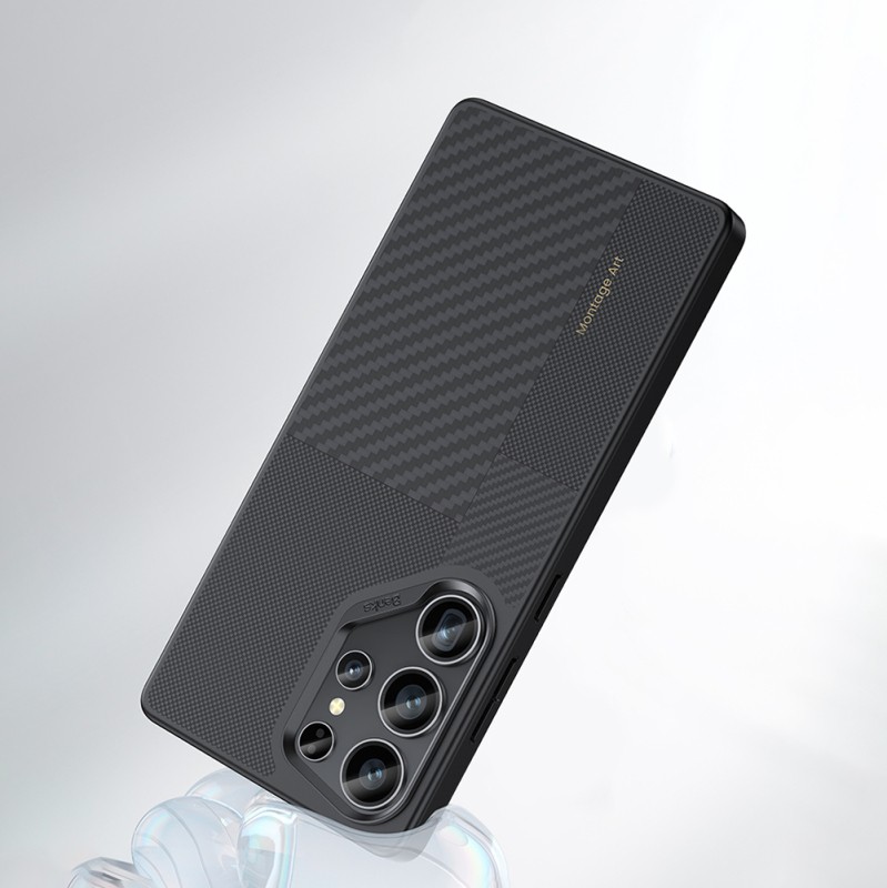 Galaxy S25 Ultra Kılıf M-safe Şarj Özellikli Karbon Fiber Benks Montage Hybrid ArmorPro Kevlar Kapak - 11