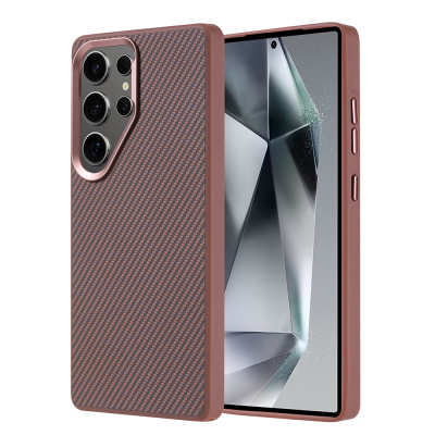 Galaxy S25 Ultra Kılıf M-safe Şarj Özellikli Karbon Fiber Görünümlü Zore Troy Kapak - Zore