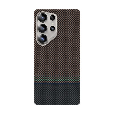 Galaxy S25 Ultra Kılıf M-safe Şarj Özellikli Karbon Fiber Tasarımlı Benks Prestige ArmorAir Kevlar Kapak Gold