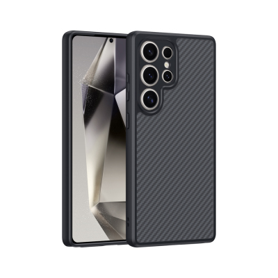 Galaxy S25 Ultra Kılıf M-safe Şarj Özellikli Karbon Fiber Tasarımlı Zore Elnino Kapak - Zore