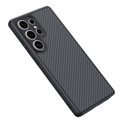 Galaxy S25 Ultra Kılıf M-safe Şarj Özellikli Karbon Fiber Tasarımlı Zore Elnino Kapak - 5