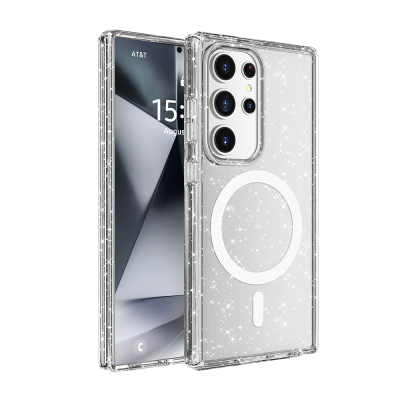 Galaxy S25 Ultra Kılıf M-safe Şarj Özellikli Parlayan Simli Saydam Renkli Zore Allstar Kapak - Zore