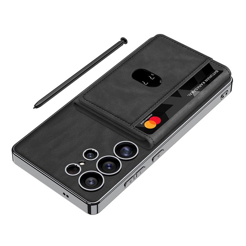 Galaxy S25 Ultra Kılıf M-safe Şarj Özellikli Suni Deri Tasarımlı Zore Kıpta Ayrılabilen Kartlıklı Kapak - 3