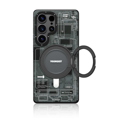 Galaxy S25 Ultra Kılıf M-safe Şarj Özellikli Youngkit 360° Standlı Technology Serisi Kapak - Youngkit