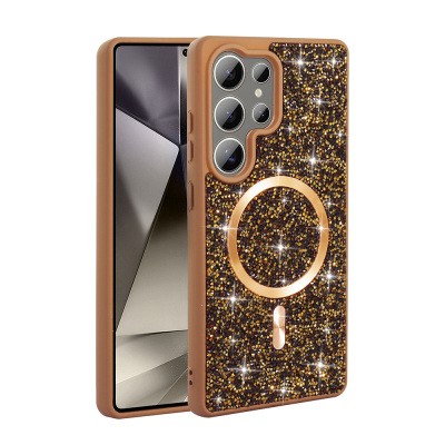 Galaxy S25 Ultra Kılıf Pırlanta Tasarımlı M-safe Şarj Özellikli Zore Mozaik Silikon Kapak - 6