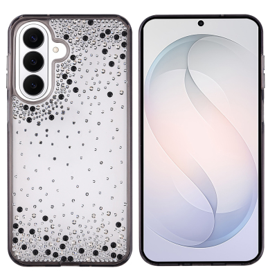 Galaxy S26 Case Airbag Design Drop Stone Embellished Transparent Zore Pera Silicone Cover - Zore