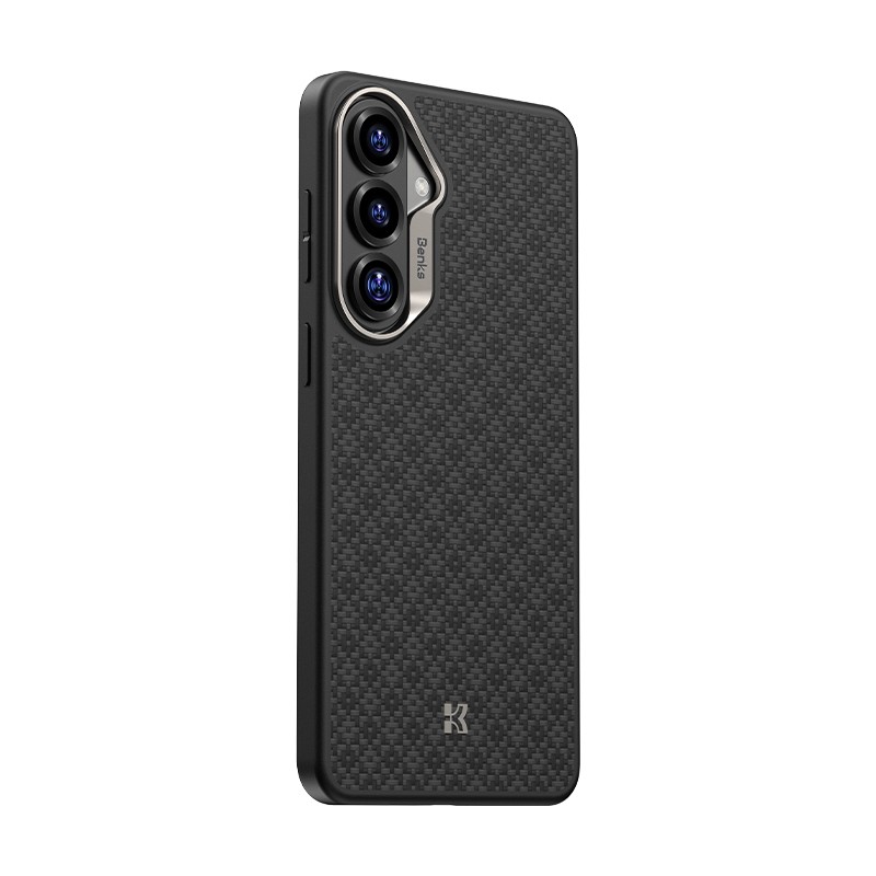 Galaxy S26 Kılıf M-Safe Şarj Özellikli Benks ArmorPro ArmorGrid Serisi Kevlar Karbon Kapak - 1