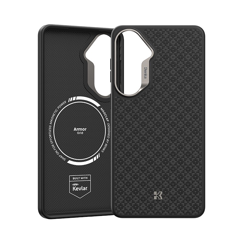 Galaxy S26 Kılıf M-Safe Şarj Özellikli Benks ArmorPro ArmorGrid Serisi Kevlar Karbon Kapak - 4