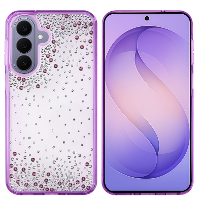 Galaxy S26 Plus Case Airbag Design Drop Stone Embellished Transparent Zore Pera Silicone Cover - Zore