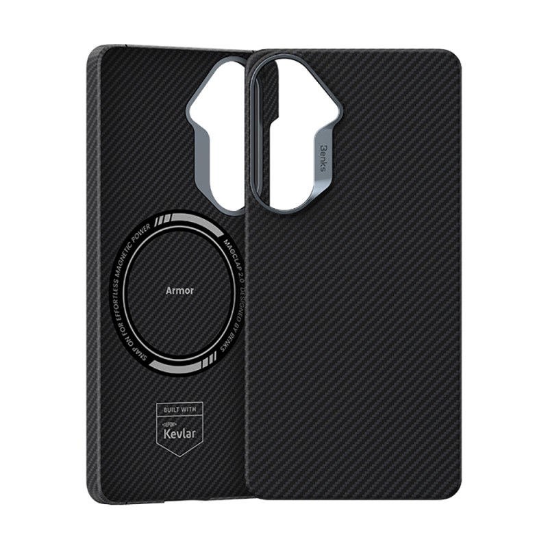 Galaxy S26 Plus Kılıf Benks M-safe Şarj Özellikli Magnetik ArmorAir 600D Kevlar Karbon Fiber Kapak - 4
