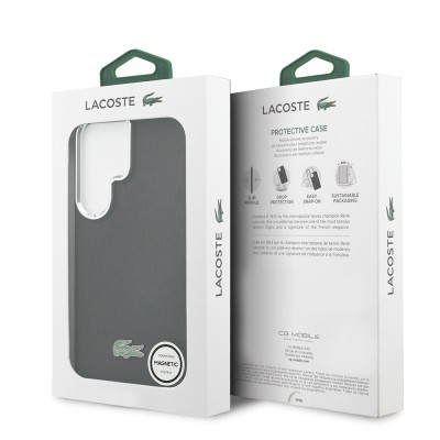Galaxy S26 Ultra Case, Lacoste Original Licensed, PU Piqué Patterned Back, Iconic Crocodile Metal Logo Cover - 24