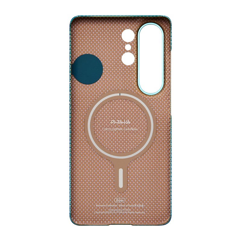 Galaxy S26 Ultra Case M-safe Charging Enabled Aramid Fiber Pitaka Edge Series Glints of Gold Cover - 4