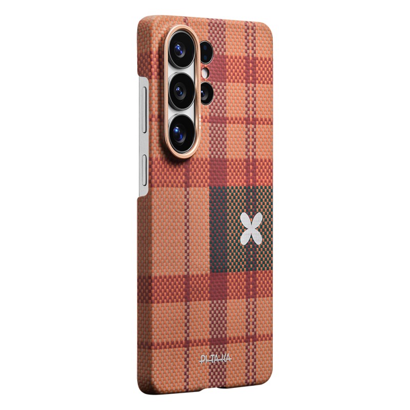 Galaxy S26 Ultra Case M-safe Charging Enabled Aramid Fiber Pitaka Flora in Grid Series Cover - 16