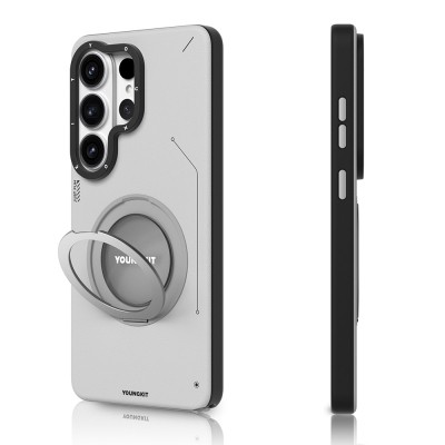 Galaxy S26 Ultra Case M-safe Charging Feature 360° Stand, Simple Matte Leather Design, Youngkit Tech Leather Series Cover - 5