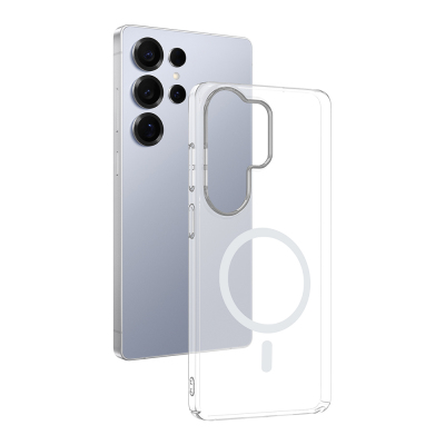 Galaxy S26 Ultra Kamera Korumalı M-Safe Şarj Özellikli Şeffaf Zore London Sert PC Kapak - Zore