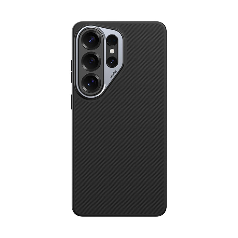Galaxy S26 Ultra Kılıf Karbon Fiber M-safe Şarj Özellikli Benks Hybrid ArmorPro 600D Kevlar Kapak - 1