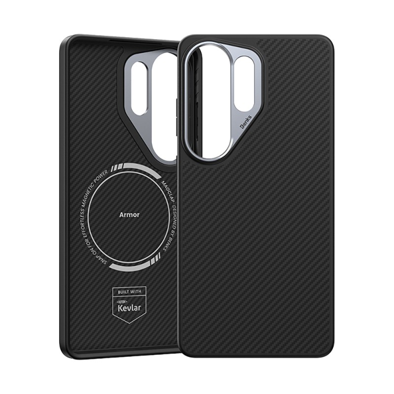 Galaxy S26 Ultra Kılıf Karbon Fiber M-safe Şarj Özellikli Benks Hybrid ArmorPro 600D Kevlar Kapak - 4
