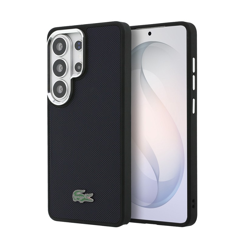 Galaxy S26 Ultra Kılıf Lacoste Orjinal Lisanslı PU Pike Desenli Arka Yüzey İkonik Timsah Metal Logolu Kapak - 1