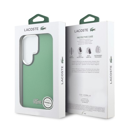 Galaxy S26 Ultra Kılıf Lacoste Orjinal Lisanslı PU Pike Desenli Arka Yüzey İkonik Timsah Metal Logolu Kapak - 23
