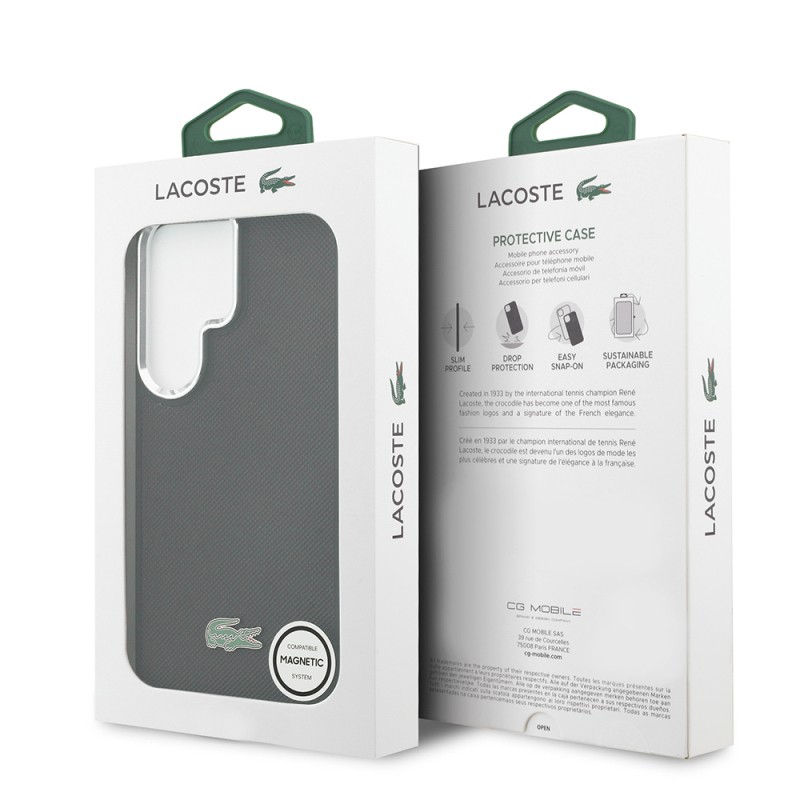 Galaxy S26 Ultra Kılıf Lacoste Orjinal Lisanslı PU Pike Desenli Arka Yüzey İkonik Timsah Metal Logolu Kapak - 24