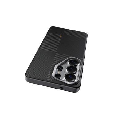 Galaxy S26 Ultra Kılıf M-safe Şarj Özellikli 600D Metal Kamera Çerçeveli Raptic Aramid Dual Serisi Karbon Kapak - 5