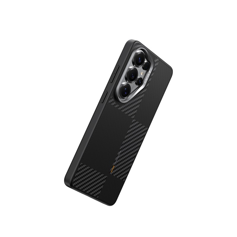Galaxy S26 Ultra Kılıf M-safe Şarj Özellikli 600D Metal Kamera Çerçeveli Raptic Aramid Dual Serisi Karbon Kapak - 8