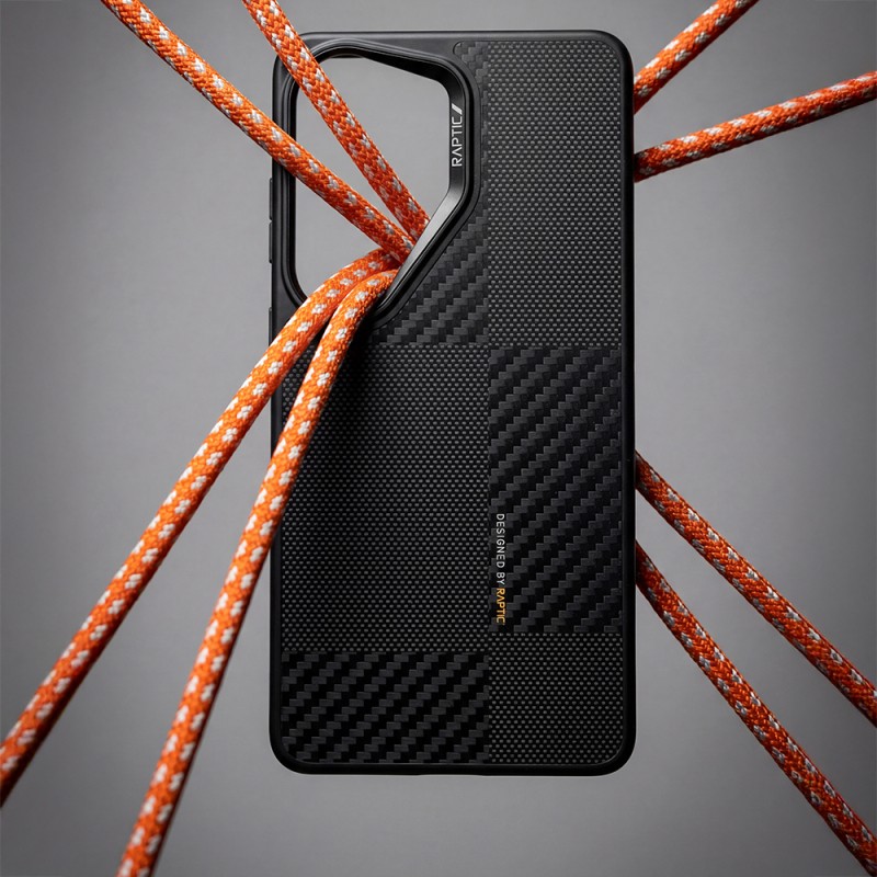 Galaxy S26 Ultra Kılıf M-safe Şarj Özellikli 600D Metal Kamera Çerçeveli Raptic Aramid Dual Serisi Karbon Kapak - 14