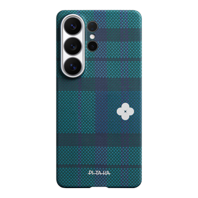 Galaxy S26 Ultra Kılıf M-safe Şarj Özellikli Aramid Fiber Pitaka Flora in Grid Serisi Kapak - Pitaka