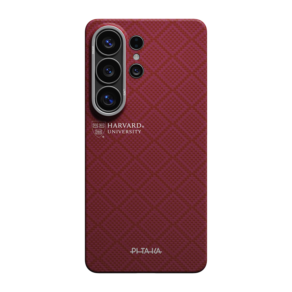 Galaxy S26 Ultra Kılıf M-safe Şarj Özellikli Aramid Fiber Pitaka Harvard University Serisi Kapak - Kırmızı